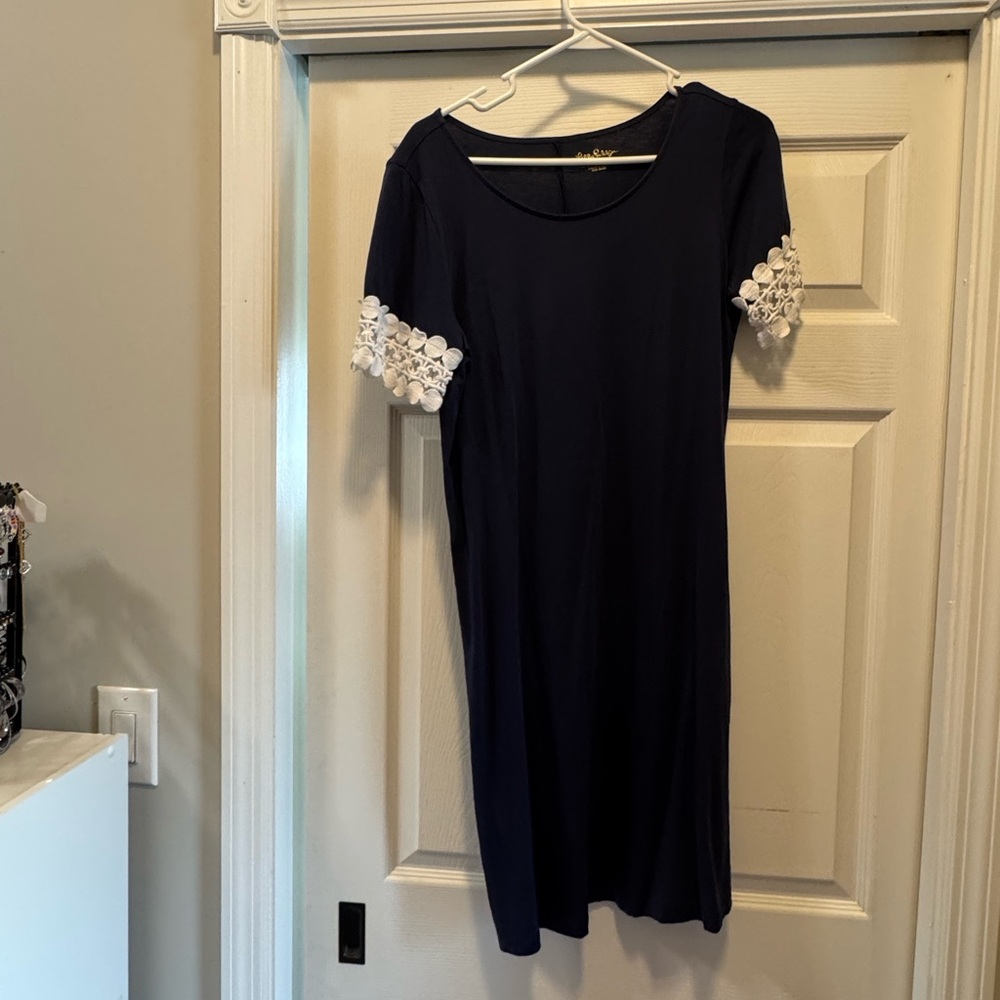 Lilly Pulitzer Black Sheath Mini Dress with Flutter Sleeves